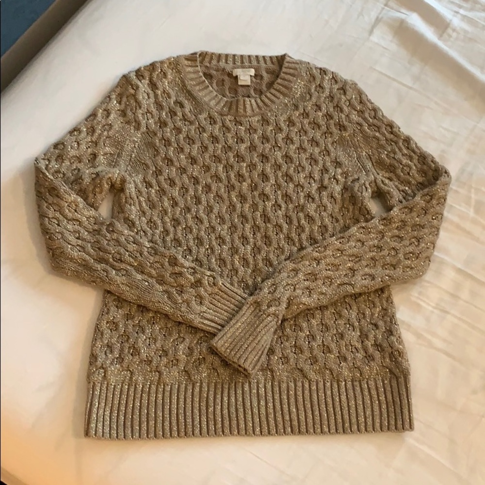 JCrew Gold metallic sweater